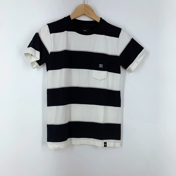 DC Shoes Other - DC Shoes Kids Navy Blue White Striped Short Sleeve Pocket T-Shirt Skate Size 12